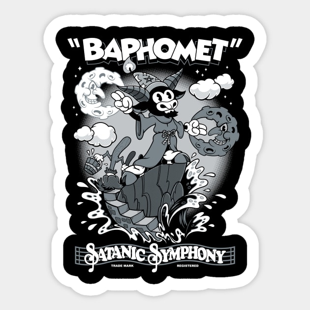 Vintage Rubber Hose Cartoon Baphomet Sorcerer - Occult Goth - Satanic Symphony Sticker by Nemons